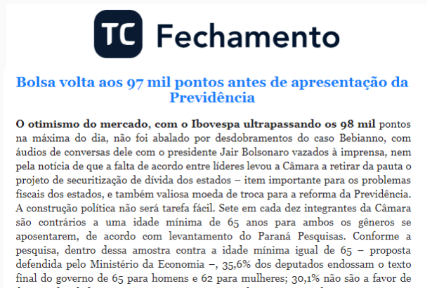 TC Fechameto cita pesquisa realizada pela Paraná Pesquisas
