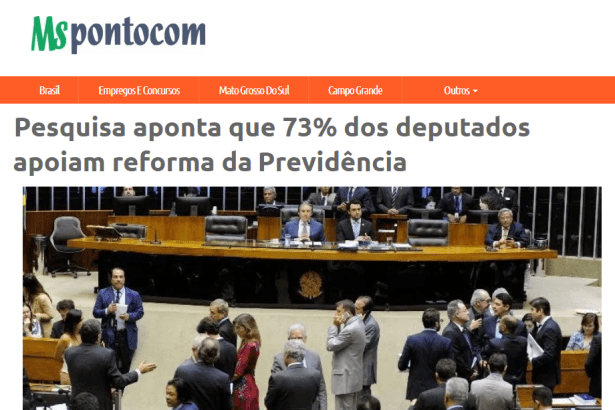 Portal MSpontocom divulga pesquisa realizada junto aos Parlamentares da Câmara dos Deputados sobre a Reforma da Previdência
