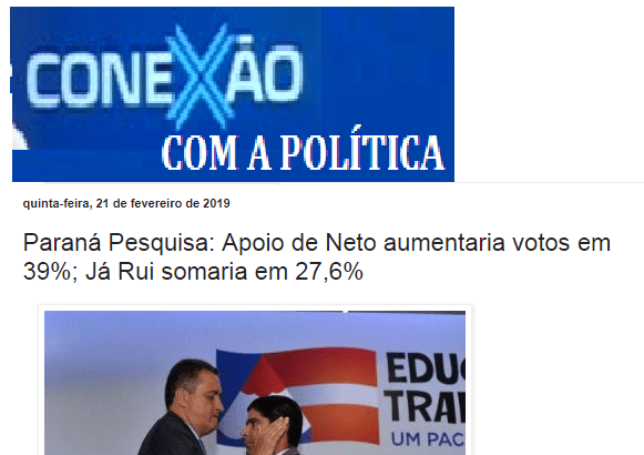 Blog Conexão com a Política divulga pesquisa realizada no município de Salvador sobre a situação eleitoral para as eleições municipais de 2.020