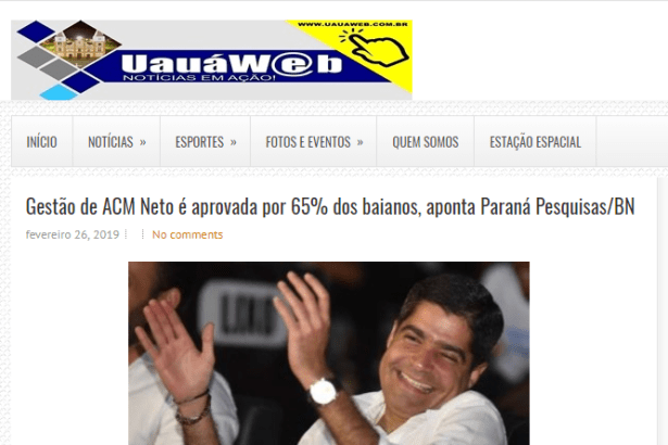 Blog UauáWeb divulga pesquisa realizado no Estado da Bahia sobre a avaliação da administração do Prefeito de Salvador