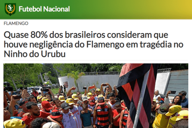 Super Esportes - Futebol Nacional divulga pesquisa realizado pela Paraná Pesquisas sobre o incêndio ocorrido no Centro de Treinamento do Flamengo/ RJ