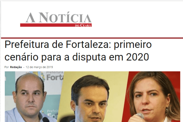 A Notícia do Ceará divulga pesquisa realizado pela Paraná Pesquisas sobre a disputa pela Prefeitura de Fortaleza capital do Ceará