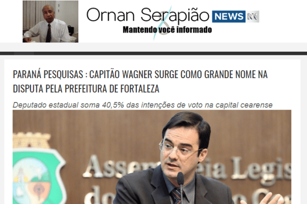 Ornan Serapião divulga pesquisa realizado pela Paraná Pesquisas sobre a disputa pela Prefeitura de Fortaleza capital do Ceará