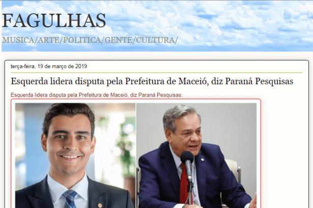 Portal Fagulhas divulga pesquisa realizado pela Paraná Pesquisas sobre a disputa pela Prefeitura de Maceió
