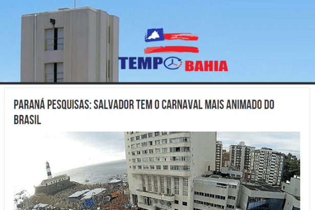 Tempo Bahia divulga pesquisa nacional realizado pela Paraná Pesquisas com a percepção dos Brasileiros sobre o Carnaval