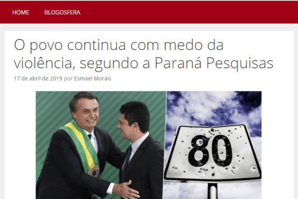 Blogosfera - Rede PT divulga pesquisa nacional realizado pela Paraná Pesquisas sobre o medo dos brasileiros com a violência