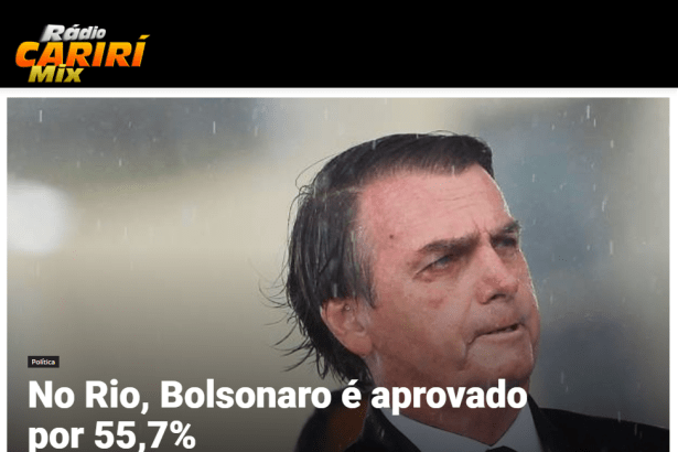 Portal Carirí Mix divulga pesquisa realizado no Estado do Rio de Janeiro sobre a administração do Presidente Jair Bolsonaro