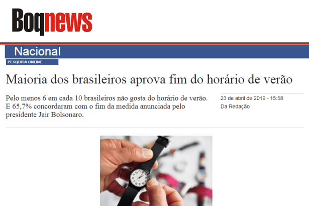 BoqNews divulga pesquisa nacional realizado pela Paraná Pesquisas sobre o fim do horário de verão