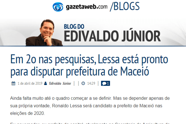 Blog do Edivaldo Júnior cita pesquisa realizado pela Paraná Pesquisas