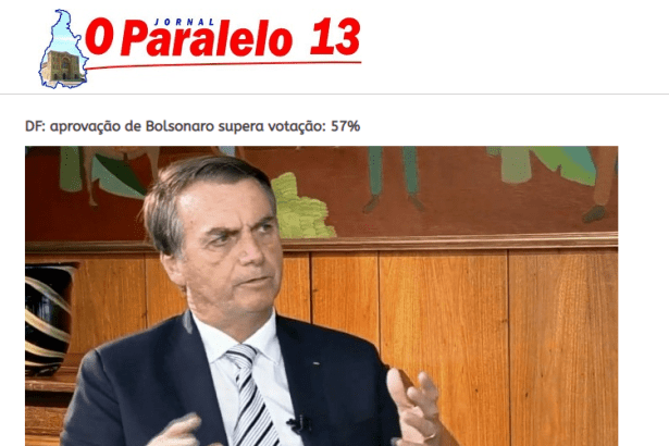 Jornal O Paralelo 13 divulga pesquisa realizado no Distrito Federal sobre a administração do Presidente Jair Bolsonaro