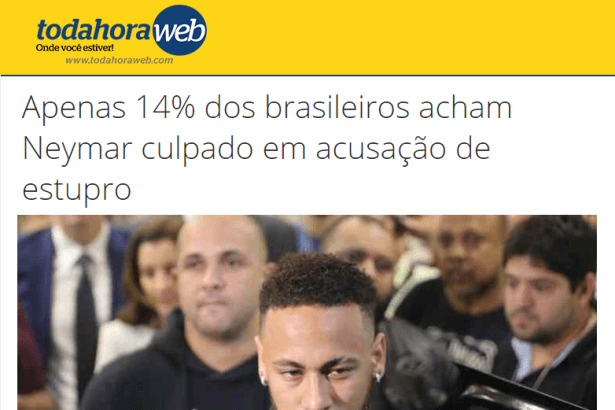 Toda Hora Web divulga pesquisa nacional realizado pela Paraná Pesquisas sobre o Caso Neymar