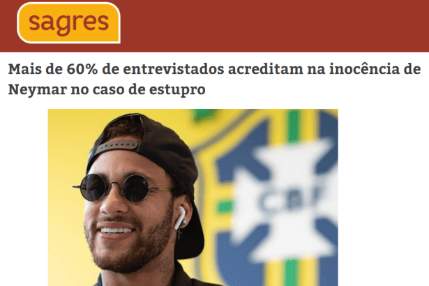 Sagres Online divulga pesquisa nacional realizado pela Paraná Pesquisas sobre o Caso Neymar