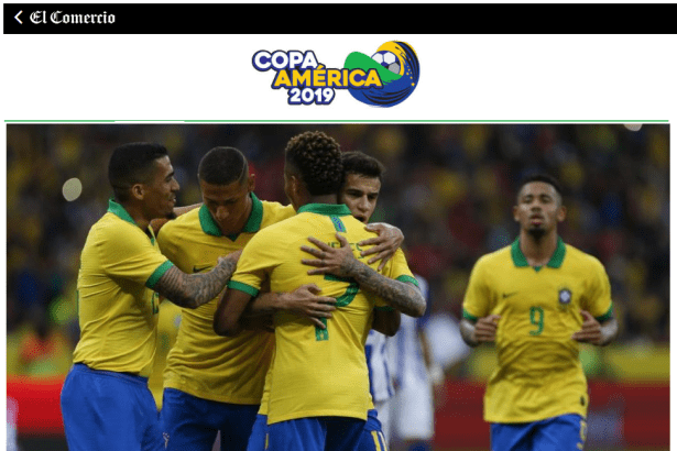 El Comercio divulga pesquisa nacional realizado pela Paraná Pesquisas sobre a Copa América no Brasil
