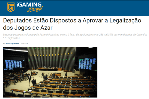 Portal Igaming Brazil divulga pesquisa realizada junto aos Deputados Federais sobre questões relativas à legalização dos jogos de azar no Brasil