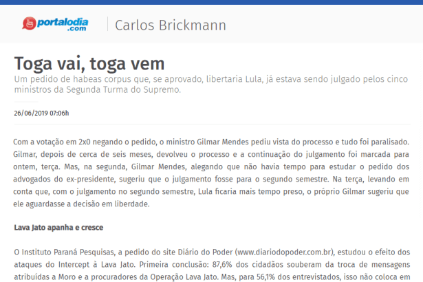 Portal O Dia.com divulga pesquisa nacional realizada pela Paraná Pesquisas sobre a Operação Lava Jato