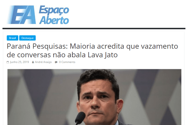 Espaço Aberto divulga pesquisa nacional realizada pela Paraná Pesquisas sobre a Operação Lava Jato