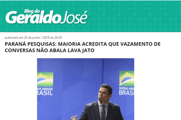 Blog do Geraldo José divulga pesquisa nacional realizada pela Paraná Pesquisas sobre a Operação Lava Jato