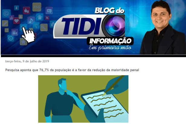 Blog do Tidi divulga pesquisa nacional realizada pela Paraná Pesquisas sobre a redução da maioridade penal