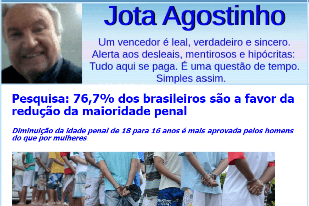 Jota Agostinho divulga pesquisa nacional realizada pela Paraná Pesquisas sobre a redução da maioridade penal