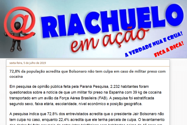 Blog Riachuelo Em Ação divulga pesquisa nacional realizada pela Paraná Pesquisas