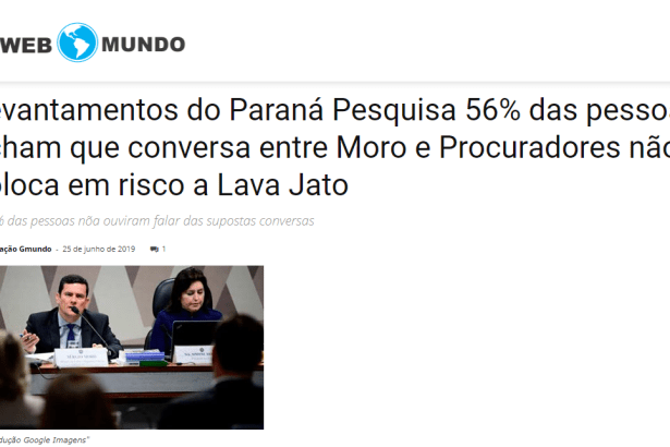 Web Mundo divulga pesquisa nacional realizada pela Paraná Pesquisas