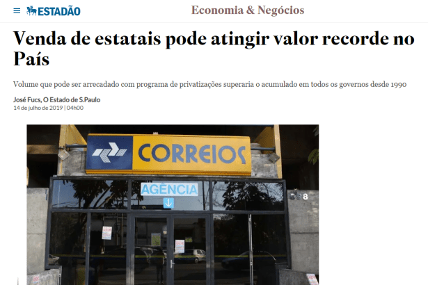 Estadão - Economia e Negócios cita pesquisa realizada pela Paraná Pesquisas