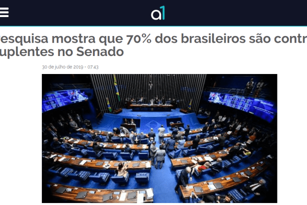 Portal Agora1 divulga pesquisa nacional realizada pela Paraná Pesquisas sobre a regra atual de Suplentes de Senadores