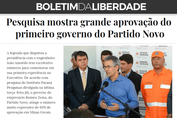 Portal Boletim da Liberdade divulga pesquisa realizada pela Paraná Pesquisas