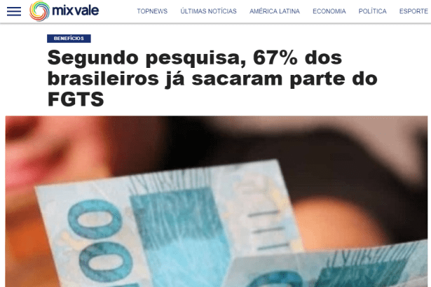 Portal Mix Vale divulga pesquisa nacional realizada pela Paraná Pesquisas sobre o funcionamento do FGTS