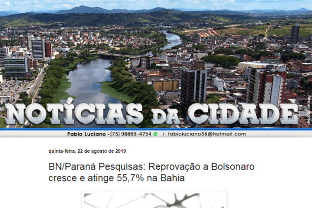 Notícias da Cidade divulga pesquisa realizada no Estado da Bahia sobre a popularidade do Presidente Jair Bolsonaro