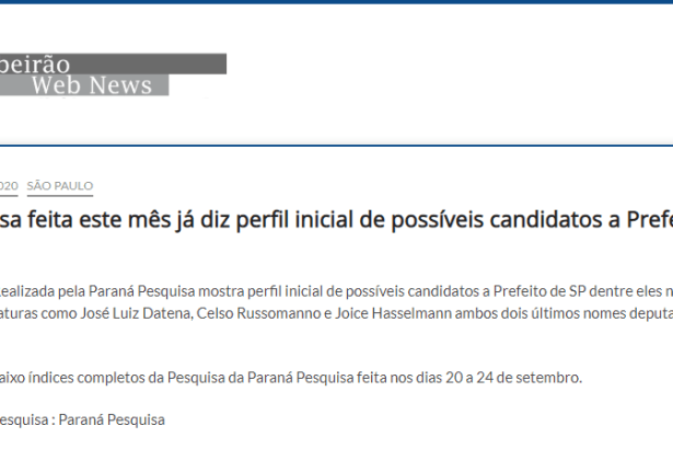 Ribeirão Web News divulga pesquisa realizada pela Paraná Pesquisas