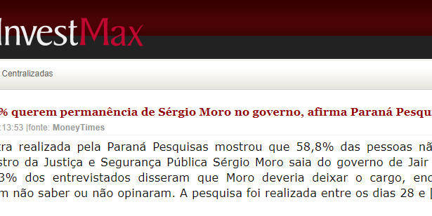 Portal InvestMax divulga pesquisa realizada pela Paraná Pesquisas