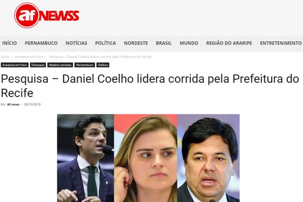 Portal AF News divulga pesquisa realizada no Município de Recife sobre a situação eleitoral para as eleições Municipais de 2020