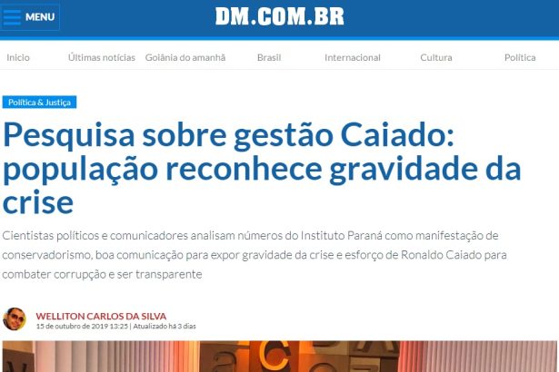 Portal DM divulga pesquisa sobre popularidade do Governador de Goiás Ronaldo Caiado