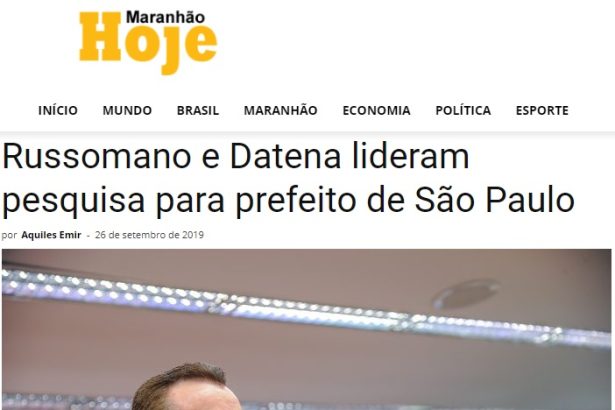 Portal Maranhão Hoje divulga pesquisa realizada no município de São Paulo sobre a situação eleitoral para as eleições Municipais de 2.020