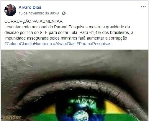 Alvaro Dias cita pesquisa realizada pela Paraná Pesquisas