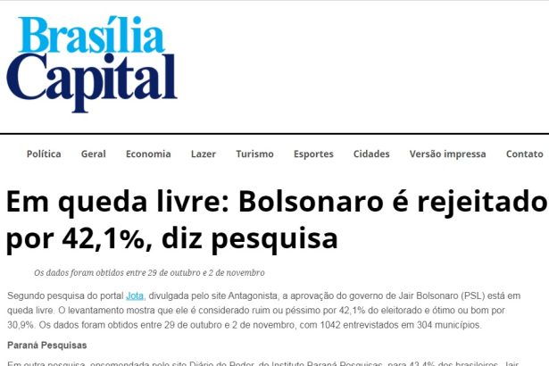 Brasília Capital divulga pesquisa Nacional sobre a permanência de Jair Bolsonaro no PSL