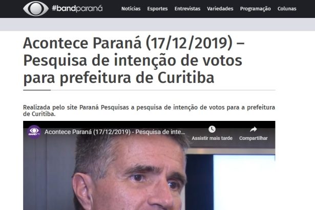 Band Paraná divulga pesquisa realizada pela Paraná Pesquisas