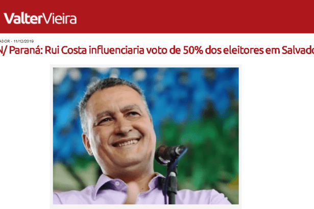 Portal Valter Vieira divulga pesquisa realizada pela Paraná Pesquisas no Município de Salvador