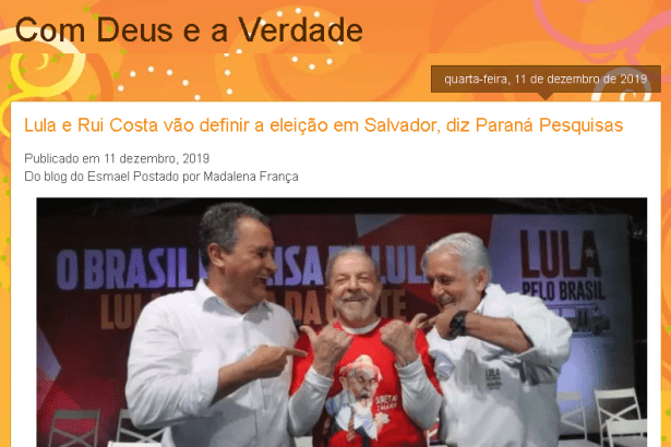 Portal Com Deus e a Verdade divulga pesquisa realizada pela Paraná Pesquisas