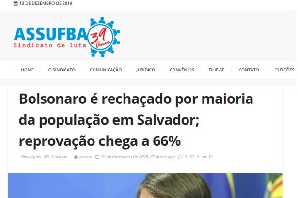 ASSUFBA divulga pesquisa realizada pela Paraná Pesquisas