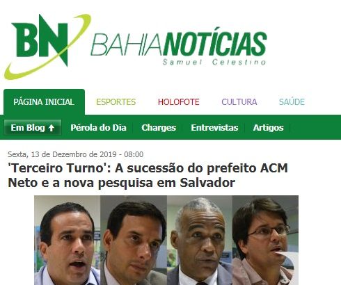 BN Bahia Notícias divulga pesquisa realizada no Município de Salvador pela Paraná Pesquisas
