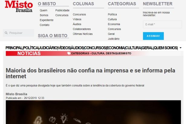 Misto Brasília divulga pesquisa realizada pela Paraná Pesquisas