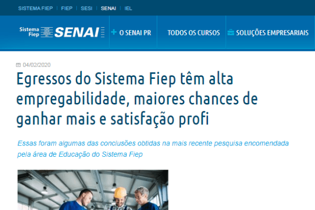 Senai PR divulga pesquisa realizada pela Paraná Pesquisas