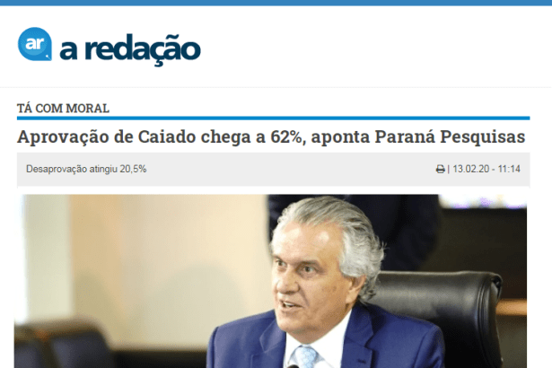 Portal A Redação divulga pesquisa realizada pela Paraná Pesquisas