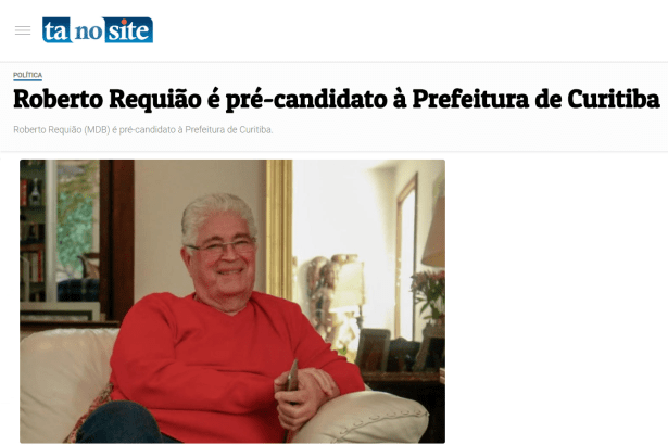 Portal Ta No Site cita nome de pré-candidato à prefeitura de Curitiba