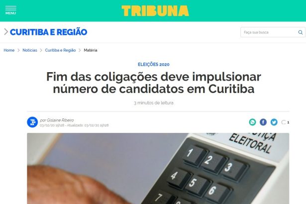 Tribuna divulga pesquisa realizada pela Paraná Pesquisas