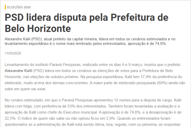Portal PSD.org.br divulga pesquisa realizado pela Paraná Pesquisas