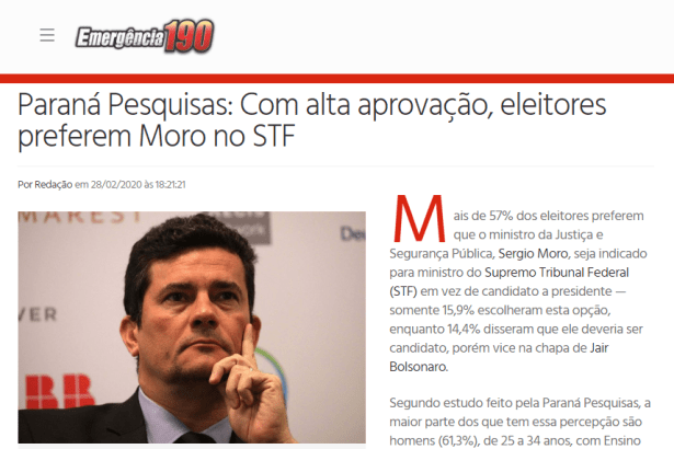 Portal Emergência 190 divulga pesquisa nacional realizada pela Paraná Pesquisas