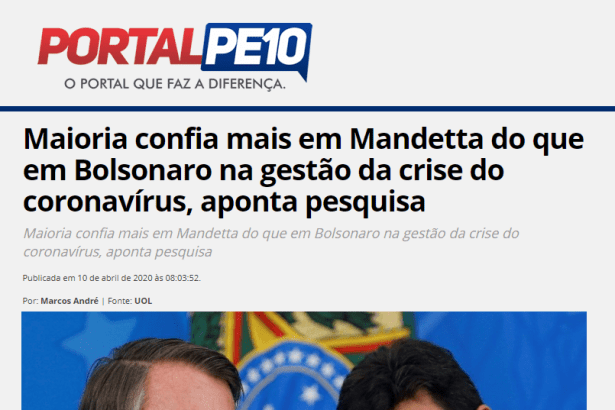 Portal PE10 divulga pesquisa realizado pela Paraná Pesquisas